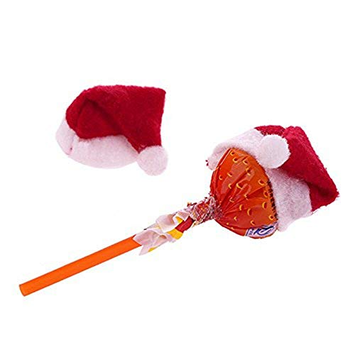 6 Pcs Mini Christmas Santa Lollipop Hats - Reusable Candy Covers