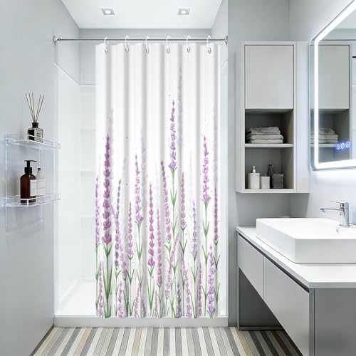 Yeele Lavender Floral Shower Curtain Set - 36" x 72" Purple