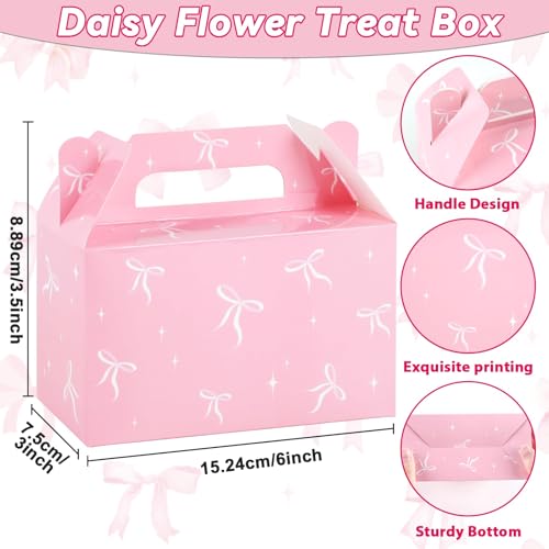 12 Pcs Pink Bow Gift Boxes for Birthday & Party Favors