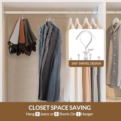 ZEDODIER Silver 8-Hook Rotatable Jeans Organizer for Closet, Space Saving