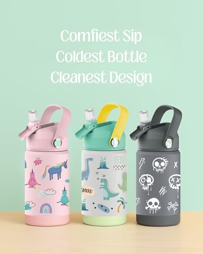 Hippypotamus 12 oz Stainless Steel Kids Water Bottle - Pink Unicorn