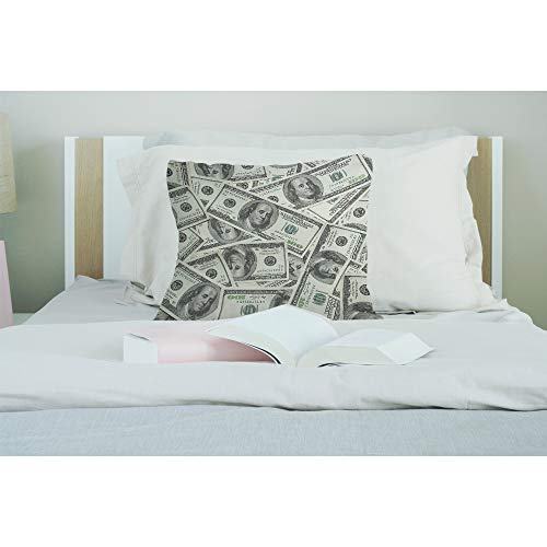 Hundred Dollar Money Throw Pillow Cover - 18x18 Inch Cotton Linen