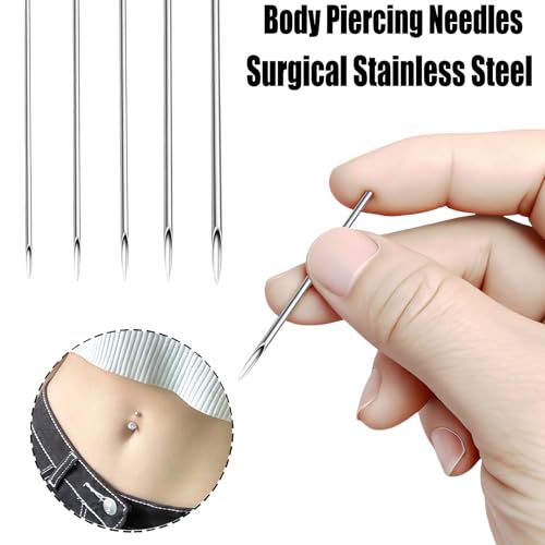 Body Piercing Needle Kit with Clamp Forceps and Sterile 316L Steel Needles