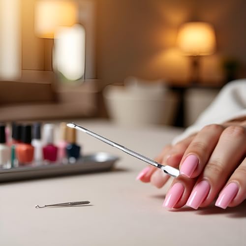 Stainless Steel Cuticle Pusher and Spoon Double-End Nail Cleaner