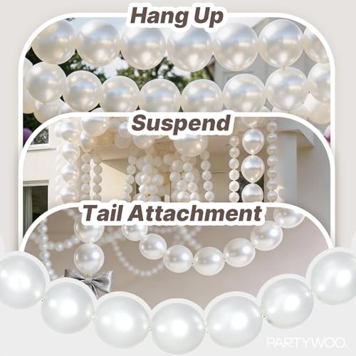 100 Pack Pearl White Linking Balloons - 6 Inch for Parties