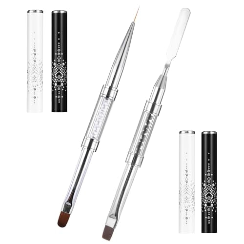 LIQWEI 2 Pcs Double-Ended Nail Builder Gel & Liner Brush Set