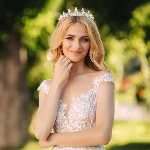 TCOTBE Silver Rhinestone Bridal Tiara & Crystal Princess Headband