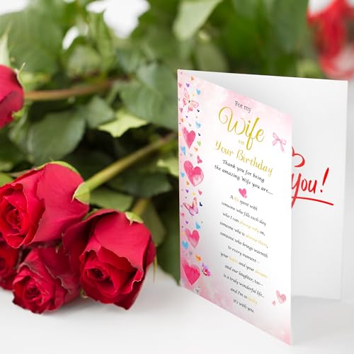Funny Birthday Card for Wife - Premium 5x7 Romantic Greeting