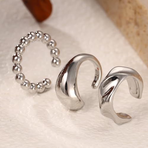 14K Gold Plated Non-Piercing Ear Cuffs - 3 Pcs Hypoallergenic Clip Earrings for Women
