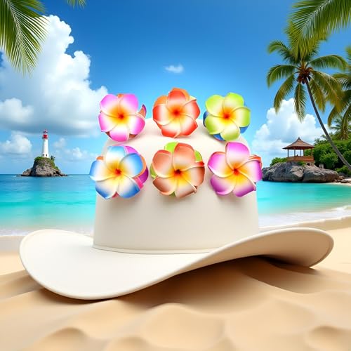 10-Piece Hawaiian Plumeria Flower Hair Clips 7cm Tropical Barrettes