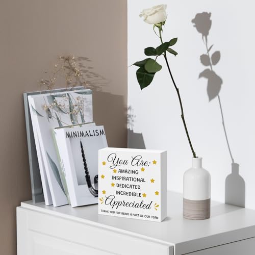 Wooden Box Sign - Inspirational Thank You Gift for Coworkers
