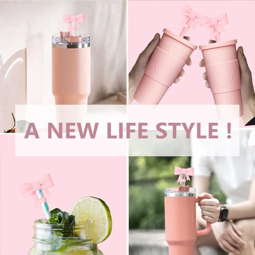 3-Pack Pink Bow Straw Covers for Stanley 30 & 40 oz Tumblers