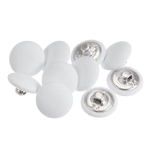 HARFINGTON 10pcs 15mm Fabric Covered Round Sewing Buttons - Creamy White