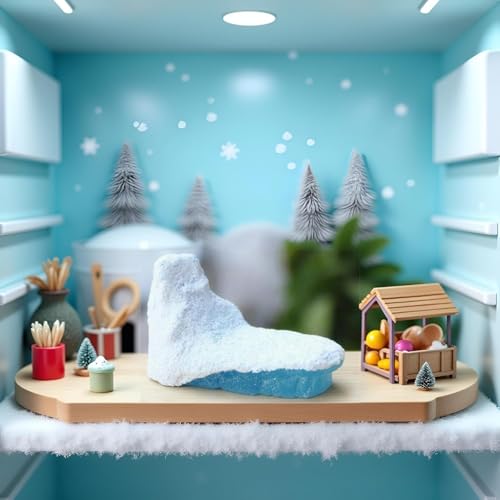 Blue Arctic Iceberg Polar Bear Sculpture Christmas Decor Cake Topper
