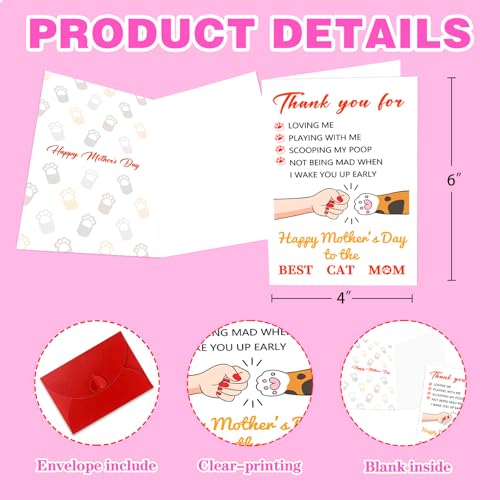 Funny Cat Mom Mother's Day Card with Envelope - Perfect Gift