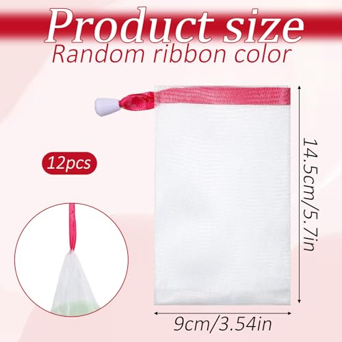 12-Pack Mesh Soap Saver Bags Exfoliating Bar Pouch with Drawstring