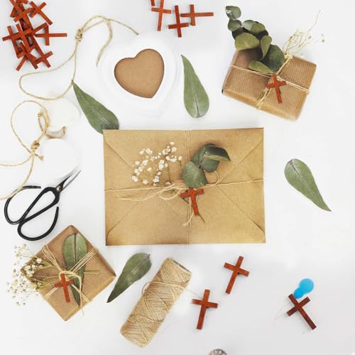 Yomirduy 50 Pack Wooden Crosses for Crafts - Small Keychains & Pendants