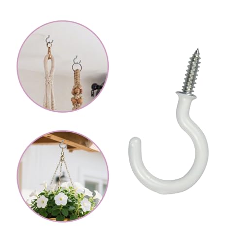 FOHOLA 5 Pack Vinyl Coated Ceiling Hooks, 1-1/4 Inch Screw in Mug Hooks