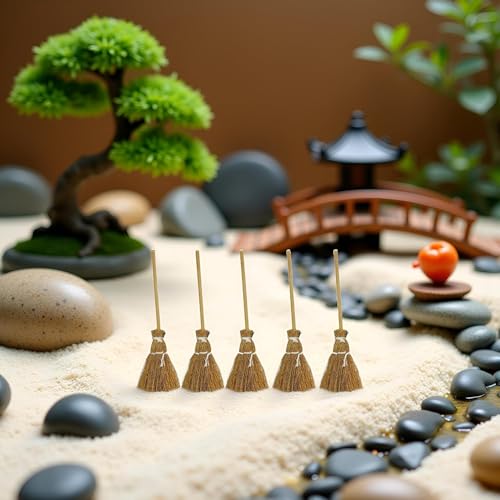 Miniature Witch Broomstick Set - 5 Cinnamon-Scented Props