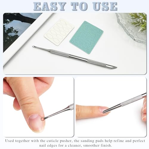 Stainless Steel Dual-Ended Cuticle Prep Tool with 100 & 180 Grit