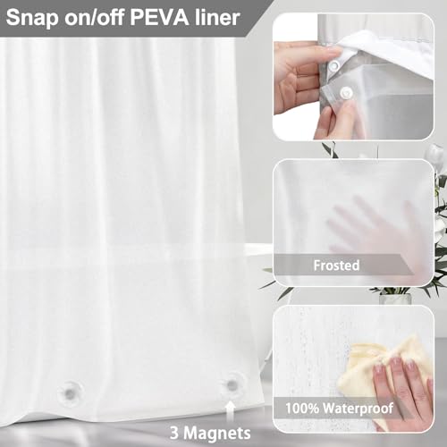 PEVA Snap-in Shower Curtain Liner 71" W x 55" L - Easy Replace