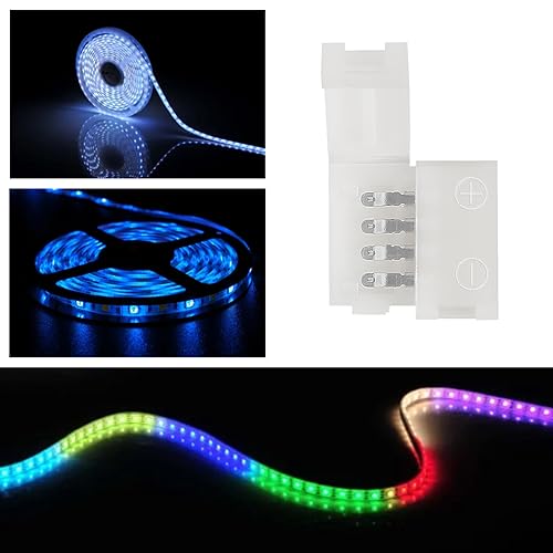 10mm 4-Pin LED Strip Connectors for RGB 5050 Light Strips - 12 Pack