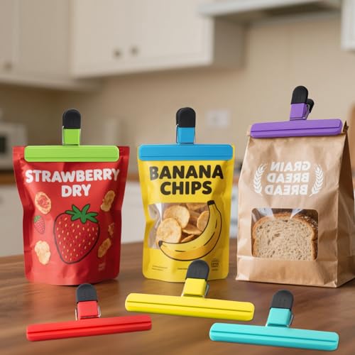 Leezmark 6-Pack Heavy-Duty Chip Clips - Large Food Bag Sealers
