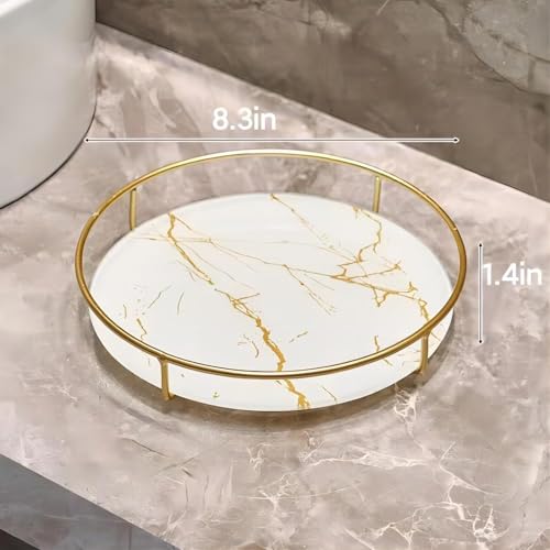 Gold Bathroom Storage Rack with Marble Glass Tray - Model QS-21