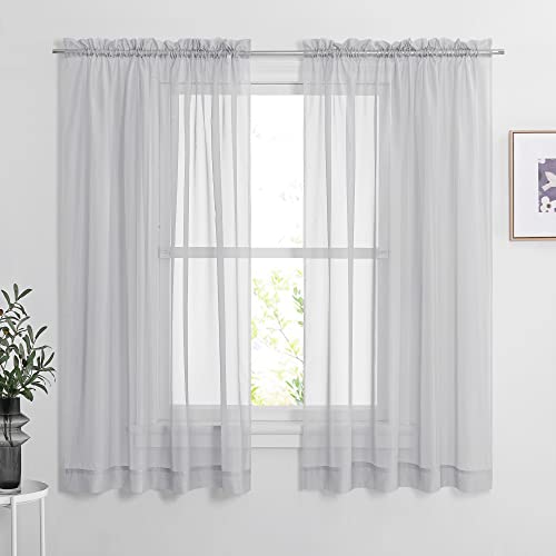 NICETOWN Light Grey Sheer Curtains - 60" W x 63" L, 2 Panels