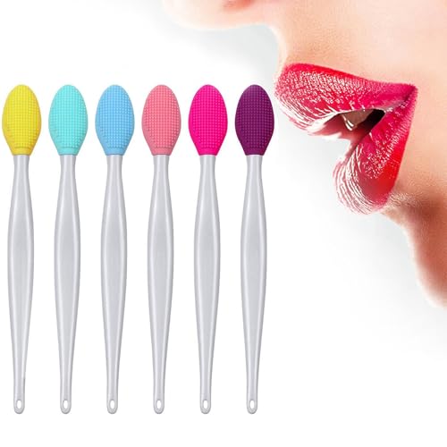 ZIOYCKL 6-Pack Double-Sided Silicone Lip Scrub Brushes for Gentle Exfoliation