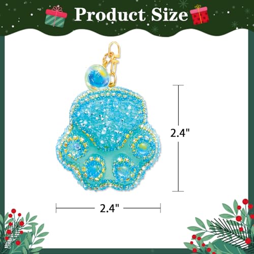 JUESMOS Cat Paw Christmas Ornament with Rhinestones – 2.4"