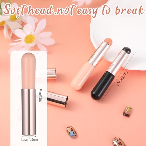 Axafazup 2 PCS Silicone Ombre Nail Art Brush & Chrome Powder Applicator