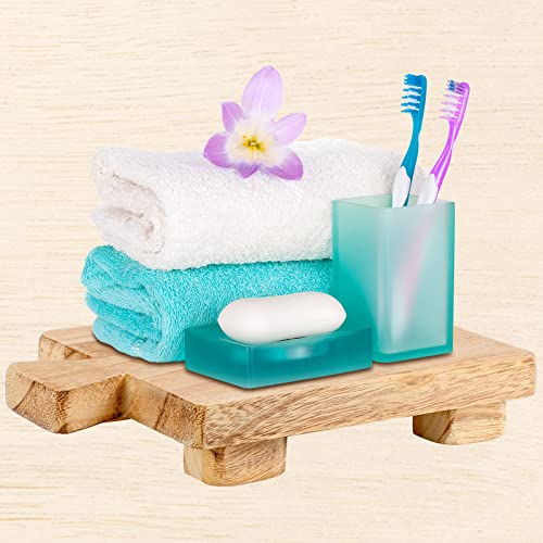 Honeydak Wooden Pedestal Stand Riser, 9x6 Inch Footed Tray for Bathroom