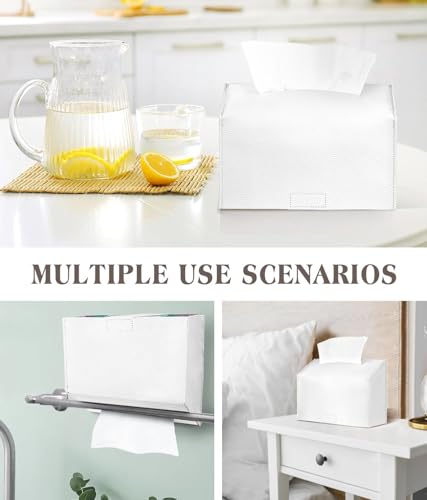 Livelab PU Leather Paper Hand Towel Box Cover - White Tissue Dispenser