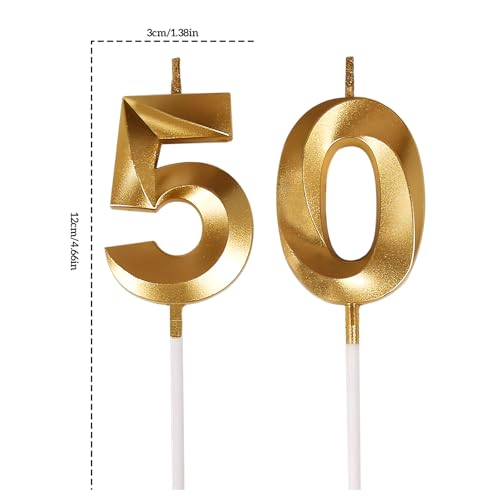 Elegant Gold 50th Birthday Candles – Premium Cake Decorations