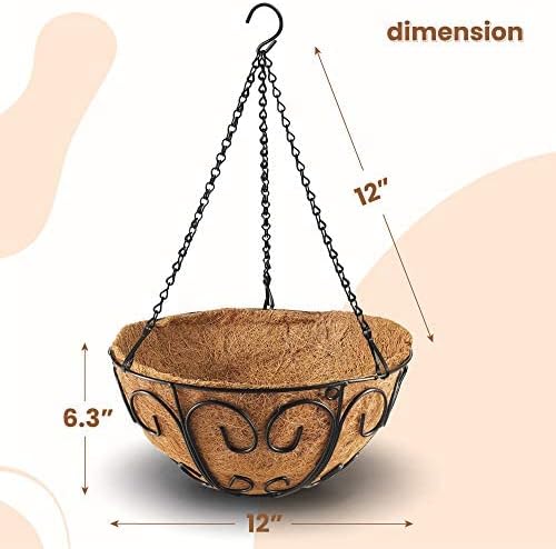 Butterfly Shape | 2 Pack Metal Hanging Planter Basket - Round Wire Holder with Coco Coir Liner for Indoor/Outdoor Garden Decor