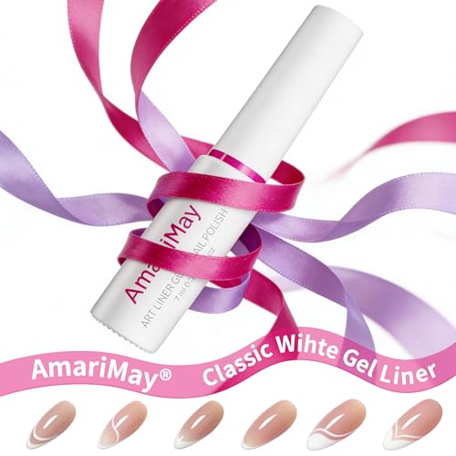 AmariMay White Gel Nail Art Liner Polish with Thin Brush 7ml