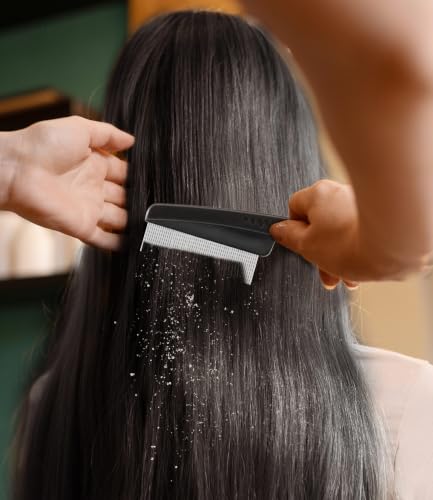 EHBELIF Dandruff Removal Comb, 0.5mm Stainless Steel Fine Tooth Scalp Detox