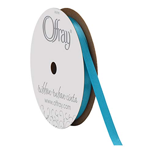 Turquoise Blue Satin Ribbon 1/4" - 20 Yds, 100% Polyester