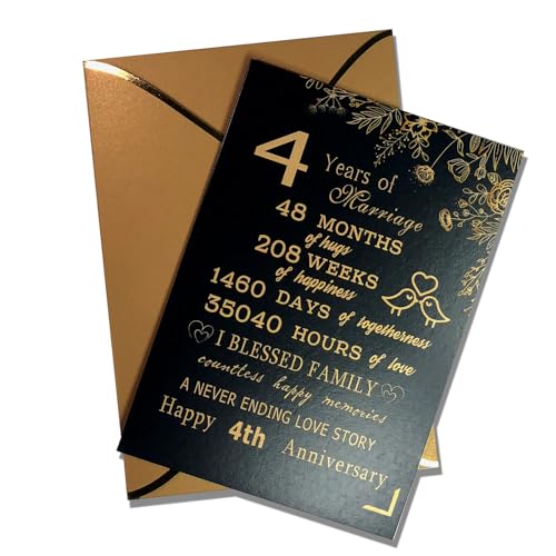 Sutjxc 4th Wedding Anniversary Card for Husband Wife, 5x7 Inches