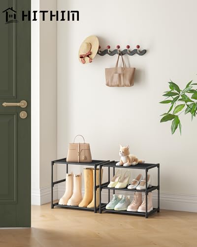 HITHIM 3-Tier Narrow Shoe Rack - Stackable Organizer for Entryway