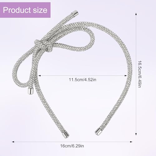 BOXOB Silver Rhinestone Bow Headband Crystal Hair Crown for Women