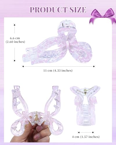 ACECHA 2 Pack Cute Bow Hair Claw Clips, Acrylic Sparkly Non-Slip Hair Clips