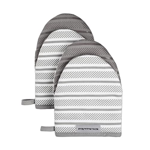 KitchenAid Albany Mini Oven Mitt 2-Pack Set Gray 5.5x8 Inches Heat-Resistant