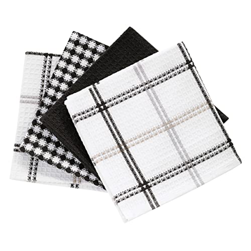 T-Fal Premium Waffle Cotton Dish Cloths 4-Pack Neutral 12x13" Kitchen Towels