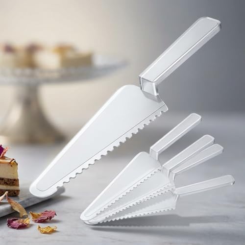 6 Pack Disposable Plastic Cake Cutters - Lightweight Pie Servers for Events