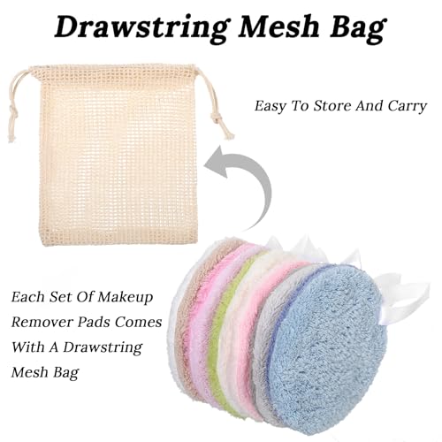 Dopenspi 6 Pcs Reusable Makeup Remover Pads - Soft Coral Fleece Facial Cleansing Rounds with Mesh Bag