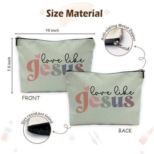 Love Like Jesus Christian Makeup Bag Bible Verse Cosmetic Bag Green
