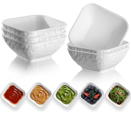 Kyraton 6-Piece 6oz Plastic Dipping Bowls Set - White Condiment Servers