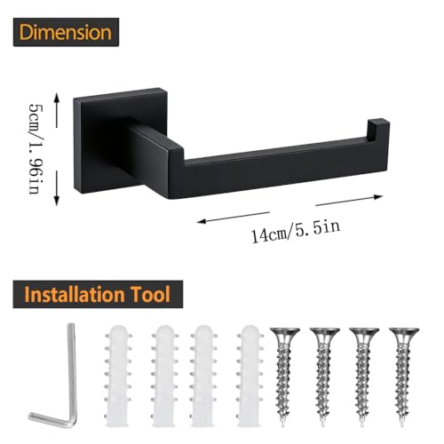 JOPOFI Matte Black Toilet Paper Holder - Modern Design, 1 pcs